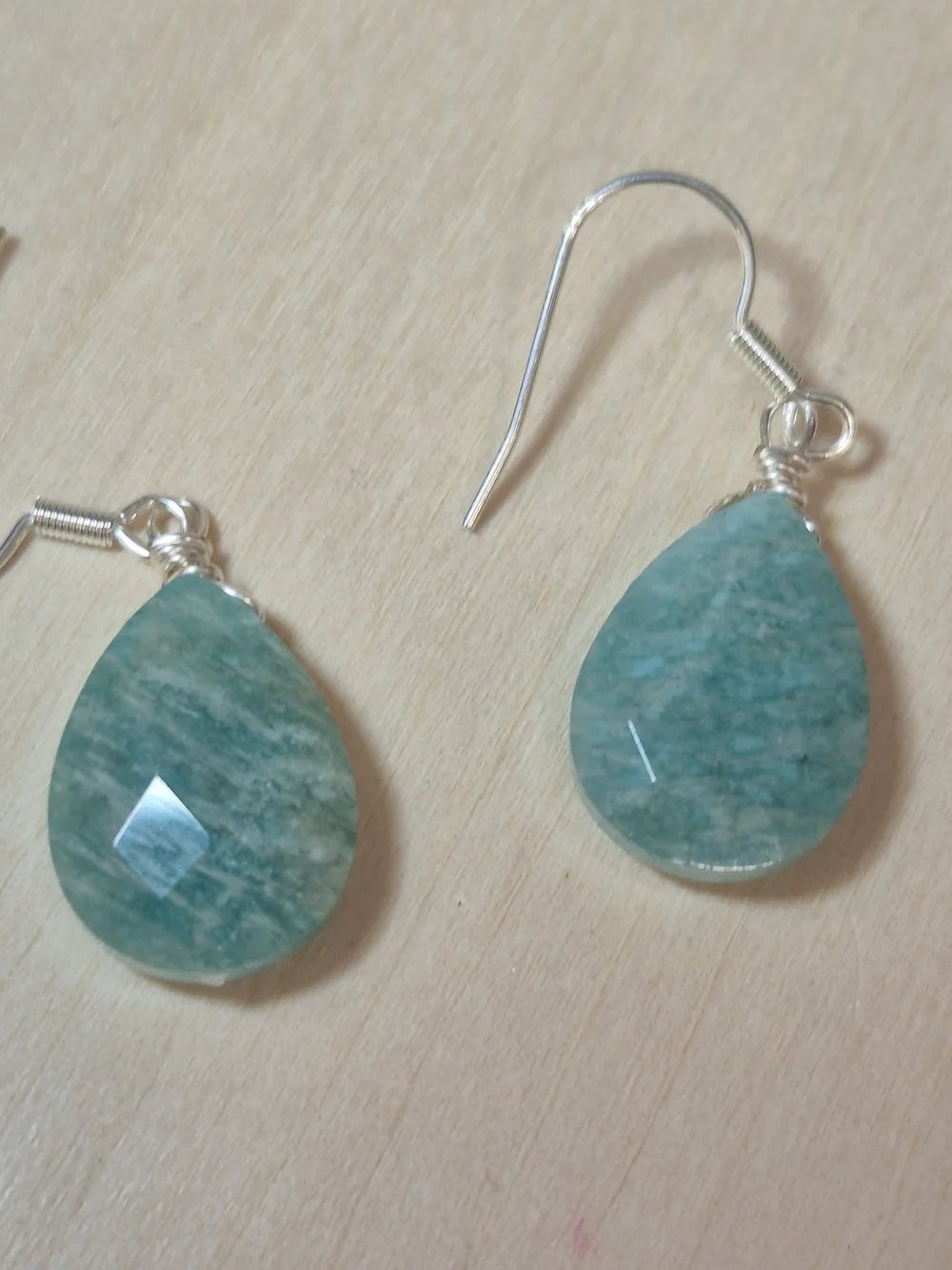 🩵🩵NEW🩵🩵 BEAUTIFUL!! Faceted AMZONITE Teardrop Dangle Earrings